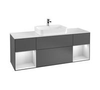 Villeroy & Boch V&B Meuble sous lavabo Finion 160x60, placage bois, rangement simple, gris mat, laqué mat Quantité:1