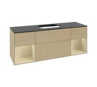 Villeroy & Boch V&B Meuble sous lavabo Finion 160x60, placage bois, rangement simple, gris mat laqué, ouverture à ventouse Quantité:1