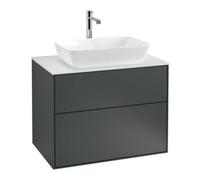 Villeroy & Boch V&B Meuble sous-lavabo Finion 80x60,3 cm, plan de drainage blanc, poignée méd. bleue avec laque Quantité:1