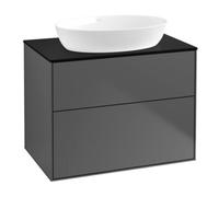Villeroy & Boch V&B Meuble sous-lavabo Finion 80x60,3 cm, plaque de fermeture bleue, anthracite mat Quantité:1