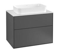 Villeroy & Boch V&B Meuble sous lavabo Finion 80x60,3cm, éclairage mural, plaque de fermeture blanc, anthracite mat Quantité:1