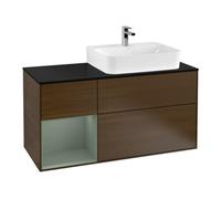 Villeroy & Boch V&B Meuble sous lavabo Plan de toilette bleu clair Finion 120cm, étagère gauche, huile m. laque, placage noyer Quantité:1
