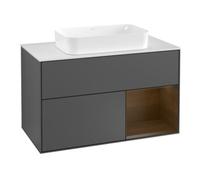 Villeroy & Boch V&B Meuble sous-lavabo Plaque blanche avec Finion 100x60,3 cm, tiroir droit, Anthracite m Quantité:1