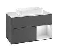 Villeroy & Boch V&B Meuble sous-lavabo Plaque de recouvrement bl. avec Finion 100x60,3cm, étag. dr. bl. avec Lac, Anthracite m Quantité:1