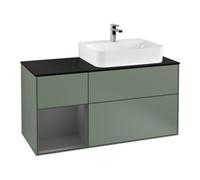 Villeroy & Boch V&B Meuble sous lavabo Plaque de recouvrement Bleu brillant Finion 120 cm, étagère gauche Anthracite, huile, laqué Quantité:1