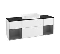 Villeroy & Boch V&B Meuble sous lavabo Plaque de recouvrement bleu m Finion 160x60, étagère anthracite m laque, blanc brillant laque Quantité:1