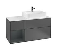 Villeroy & Boch V&B Meuble sous lavabo Plaque de recouvrement Gl. blanc avec Finion 120 cm, tiroir gauche avec lac, anthracite avec Quantité:1