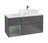 Villeroy & Boch V&B Meuble sous lavabo Plaque recouv. Gl. blanc avec Finion 120 cm, rég. g. Oli. avec laque, anthracite mat Quantité:1