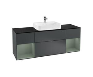 Villeroy & Boch V&B Meuble sous-vasque Finion 160x60, placage bois, rangement ouvert avec lampe, modèle blanc mat laqué Quantité:1