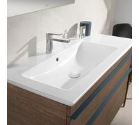 Villeroy & Boch Lavabo Venticello 4134L101, meuble 100x50 cm, blanc brillant, vasque à gauche, 1 trou