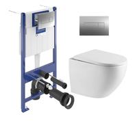 Villeroy & Boch - ViConnect Pro S Pack WC bâti-support + WC sans bride Swiss Aqua Technologies + abattant SoftClose + plaque (VCNFUSIONTQ2CH)