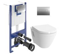 Villeroy & Boch - ViConnect Pro S Pack WC bâti Villeroy & Boch + Cuvette Vitra S50 + Abattant softclose + Plaque (ViConnectS50-1)