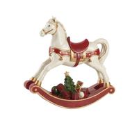 Villeroy & Boch Décoration cheval à bascule Winter Collage Blanc-rouge