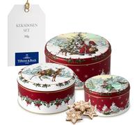 Villeroy & Boch - Winter Collage Set 3 Boîtes à Biscuits Multicolore, Boîte Ronde, Article de Noël Déco Interieur Maison, Décoration Noël Table, Boîte à Cookies, Boîte à Bonbon, Métal