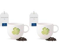 Villeroy & Boch - With Love mug à anse Good Luck, porcelaine Premium, cadeau, tasse à café, mug, tasse pour le café et le thé, 290 ml, résistant au lave-vaisselle et au four à micro-ondes (Lot de 2)