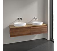 Villeroy und Boch Antao meuble sous-vasque L39011HM 160x36x50cm, plan vasque couleur chêne miel, noyer chaud, avec éclairage