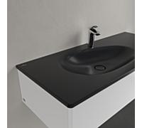 Villeroy et Boch Antao meuble vasque 4A77L2R7 120x50cm, carré, 1 trou robinetterie, sans trop-plein, noir pur C-plus