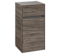 Villeroy & Boch Collaro Armoires latérales 1 porte, charnières à gauche, 1 tiroir, 404x748x349mm, C03200RK, Couleur: Façade/carcasse : Chêne de pierre, Poignée : Graphite