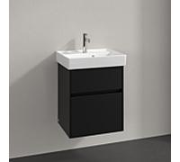 Villeroy und Boch Collaro meuble sous-vasque C006B0VL 46x54,6x37,4cm, évier au milieu, éclairage LED, noir volcan