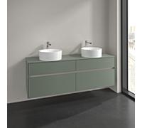 Villeroy et Boch Collaro meuble sous-vasque C052B0AF 160x54,8x50cm, pour 2 lavabos, avec éclairage LED, vert tendre