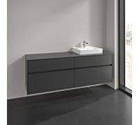 Villeroy und Boch Collaro meuble sous-vasque C079B0VR 160x54,8x50cm, meuble sous-vasque à droite, éclairage LED 12W, graphite