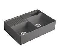 Villeroy und Boch double bac 632391i4 ensemble de déchets, fonctionnement manuel, bac de repos, Graphit