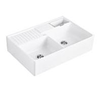 Villeroy und Boch double bac 632391RW ensemble de déchets, fonctionnement manuel, bac de repos, Stone White
