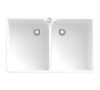 Villeroy und Boch évier double cuve 638002RW garniture de vidange avec fonctionnement excentrique, Stone White