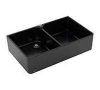 Villeroy und Boch évier double cuve 639002S5 garniture de vidange avec actionnement excentrique, Ébène