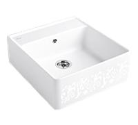 Villeroy und Boch évier simple cuve 632062KT garniture de vidange , actionnement excentrique, kit de fixation, White Pearl