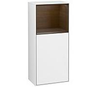 Villeroy et Boch Finion armoire latérale G520GNGF 41.8cm, gauche, borne de charge, emotion, étagère plaqué noyer, laqué blanc brillant