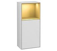 Villeroy et Boch Finion armoire latérale G530HFGF 41.8cm, droite, borne de charge, emotion, étagère laqué or mat, laqué blanc brillant