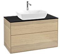 Villeroy et Boch Finion F76200PC 100x60.3cm, plaque de recouvrement noir mat, Oak Veneer