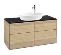 Villeroy et Boch Finion F91200PC 120x60.3cm, plaque de recouvrement noir mat, Oak Veneer
