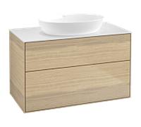 Villeroy und Boch Finion GA0100PC 100x60.3cm, Emotion, plaque de recouvrement blanc mat, Oak Veneer