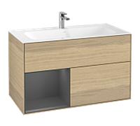 Villeroy und Boch Finion Villeroy und Boch F030GKPC 99,6x59,1x49,8cm, étagère gauche anthracite mat, Oak Veneer