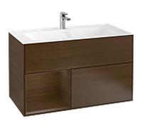 Villeroy & Boch V&B Meuble sous lavabo Finion étagère gauche placage noyer, placage noyer Quantité:1