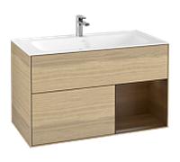 Villeroy und Boch Finion Villeroy und Boch F040GNPC 99,6x59,1x49,8cm, étagère droite placage noyer, Oak Veneer