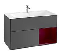 Villeroy und Boch Finion Villeroy und Boch F040HBGK 99,6x59,1x49,8cm, étagère à droite Peony , anthracite mat