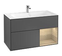 Villeroy und Boch Finion Villeroy und Boch F040PCGK 99,6x59,1x49,8cm, étagère à droite Oak Veneer , anthracite mat