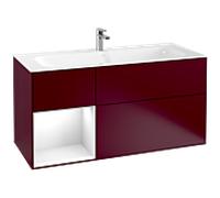 Villeroy und Boch Finion Villeroy und Boch F060GFHB 119,6x59,1 cm, étagère gauche laqué blanc brillant, Peony Matt