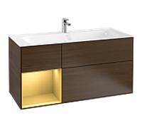 Villeroy und Boch Finion Villeroy und Boch F060HFGN 119.6x59.1cm, étagère gauche or mat, placage noyer