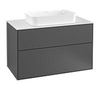 Villeroy & Boch - Meuble sous-lavabo Finion F23100GK - 2 tiroirs - Glass White Matt, Anthracite mat
