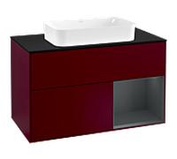 Villeroy und Boch Finion Villeroy und Boch F252HGHB 100x60,3cm, plaque de finition noir mat, étagère à droite Midnight Blue Matt Lacquer , Peony Matt