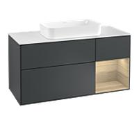 Villeroy et Boch Finion Villeroy et Boch F301PCHG 120cm, plaque de finition blanc mat, étagère à droite Oak Veneer , Midnight Blue Matt Lacquer