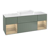 Villeroy & Boch V&B Meuble sous lavabo avec plan de toilette blanc Finion 160x60 cm, Olive laqué mat Quantité:1
