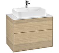 Villeroy & Boch Finion meuble sous lavabo, 2 tiroirs, 800x603x501mm, Glass White Matt, F34100PC