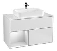 Villeroy & Boch V&B Meuble sous lavabo Finion 100, Pl w m, Étagère gauche, blanc mat laqué Quantité:1