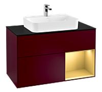 Villeroy & Boch V&B Meuble sous lavabo Finion 100, plaque de vidage bleue, étagère réglable, poignée m Quantité:1