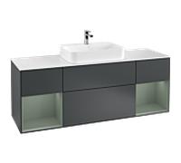 Villeroy et Boch Finion Villeroy et Boch F451GMHG 160x60,3cm, plaque de finition blanc mat, étagères olive laqué mat, Midnight Blue Matt Lacquer
